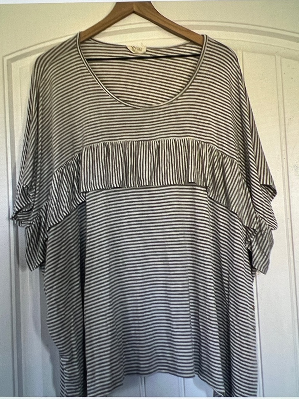 Stripped Oversized Ruffle tunic Top